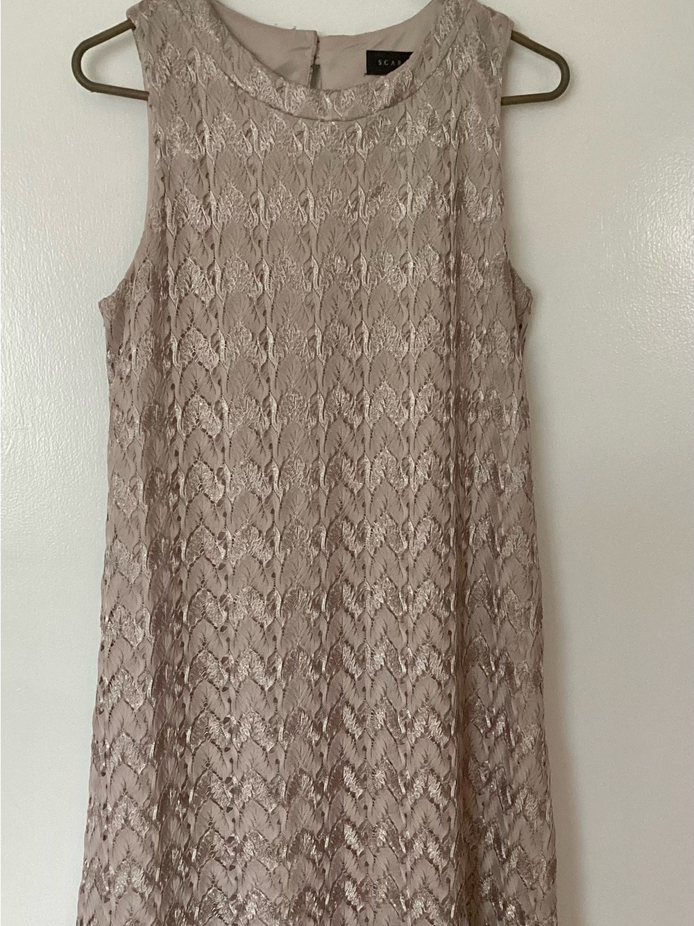 Scarlett Lace Overlay Shift Dress in Taupe Sleevelss Size 8P